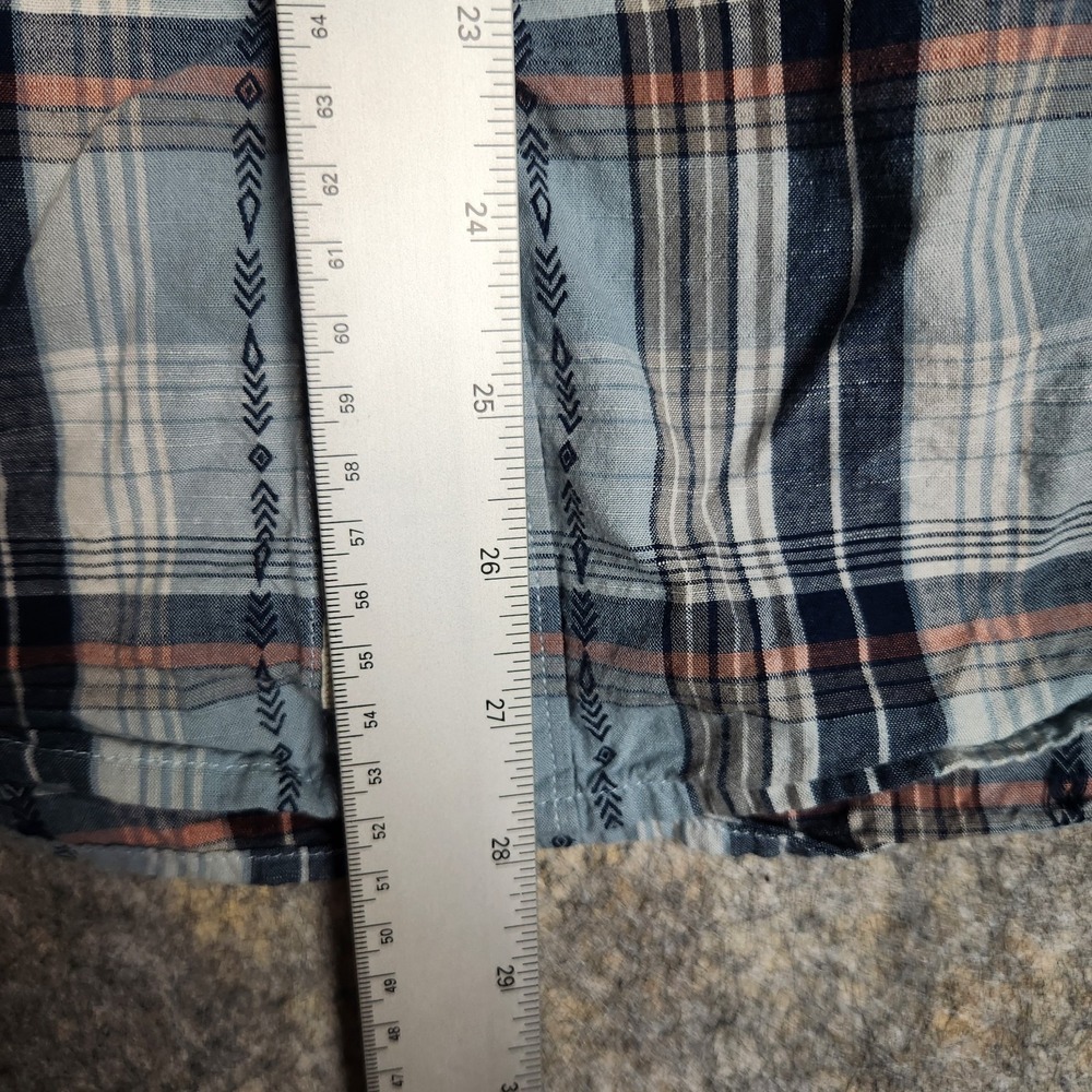 Lucky Brand Pearl Snap Western Shirt Men S Blue Scotch Plaid Short Sleeve Button - Picture 4 of 9